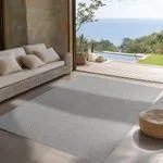 Indoor Outdoor Teppich wetterfest, Ideal für Küche, Balkon, Terrasse, Wohnzimmer und Esszimmer, Boho Stil, Größe: 80 x 150 cm, Farbe: Grau-1