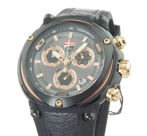 DUCATI CORSE Quarzuhr Partenza - Edelstahl-Armbanduhr mit Quarzwerk, 10 ATM wasserdicht und elegante rosegoldene Akzente für sportlichen Stil.