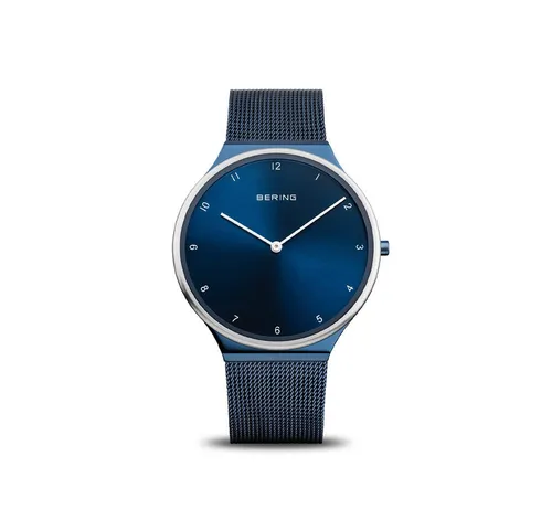 BERING Herren Analog Uhr 18440-397 - Armbanduhren für Herren - Ultra Slim Collection mit nur 4,8 mm Höhe, hochkratzfestem Saphirglas und elegantem blauem Edelstahlarmband.