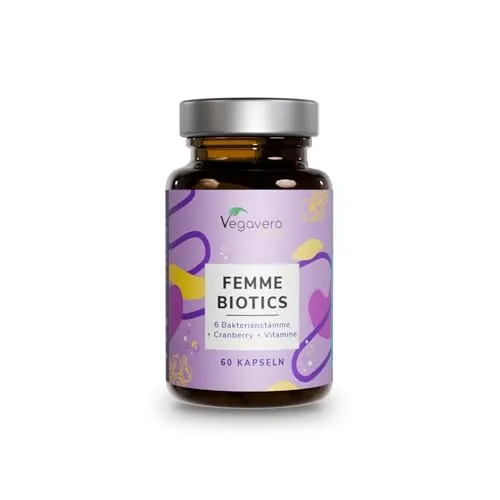 Femme Biotics | Intimflora Komplex mit Vitaminen und Cranberry - Probiotika für die weibliche Intimflora mit 6 Bakterienstämmen und 35 Milliarden KBE pro Tagesdosis. Vegan, ohne Zusatzstoffe und in Deutschland produziert.