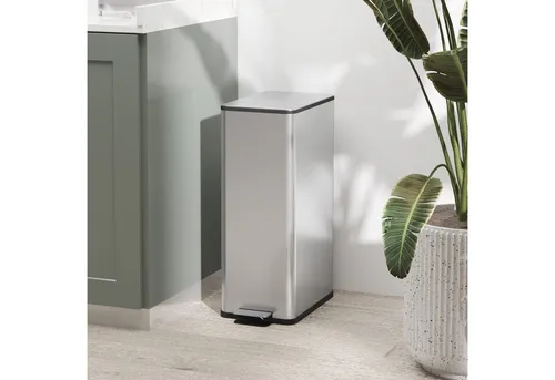 HOMCOM 20L Treteimer Edelstahl - Haushaltszubehör: Der geruchsdichte Mülleimer mit Fußpedal und Inneneimer vereinfacht die Müllentsorgung und sorgt dank der fingerabdrucksicheren Oberfläche für einen eleganten Look in Ihrem Zuhause.
