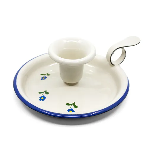 Nostalgie Kerzenhalter Kerzenständer Kerzenleuchter🕯️Nachtlicht Blümchen Email