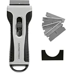 Kochfeldschaber GOURMETmaxx aus Edelstahl - Hochwertiger Kochfeldschaber mit gehärteten Edelstahlklingen und ergonomischem Soft-Touchgriff. Ideal zur Reinigung von Fliesen, Glas und Ceranfeldern. Inklusive vier Ersatzklingen für nachhaltige Nutzung.