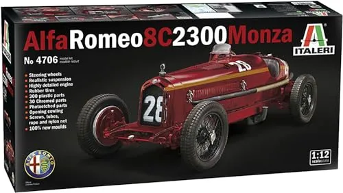 Italeri IT4706 Alfa Romeo 8C 2300 Monza - Auto-Modellbausätze, detaillierter Plastikmodellbausatz im Maßstab 1:12 mit exakter Passgenauigkeit und einfacher Montage durch bebilderte Anleitung.