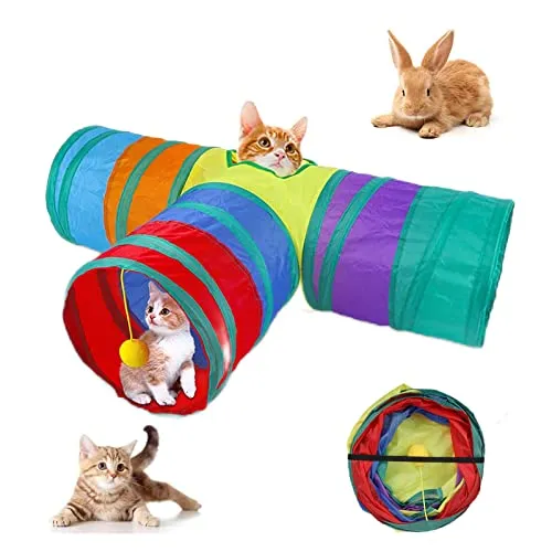 Katzentunnel,3 Wege Katzenspielzeug Tunnel Pet Play Tunnel Tube Spieltunnel | für Katze Welpen Kitty Kätzchen Kaninchen