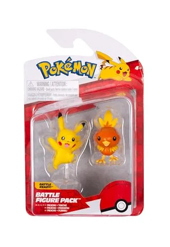 Pokémon Battle Figuren Pack - Pikachu und Flemmli, 2 detailreiche Figuren für spannende Kämpfe und Sammlerfreunde