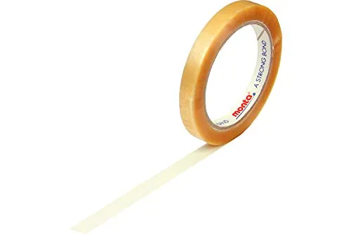 PVC-Packband, 12mm breitx66lfm, 54µ, transparent, leise, monta 220, Naturkautschukkleber