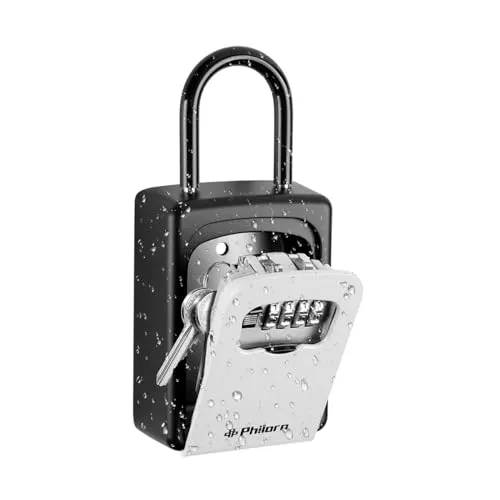 Philorn Schlüsseltresor, schlüsselbox mit Zahlencode, Vollmetall Schlüsselkasten Schlüsselsafe mit Außen für Schlüssel Wetterfest Wand oder Tür Befestigung | Sicherheit, Ultra-Robustes Schlüsselbox