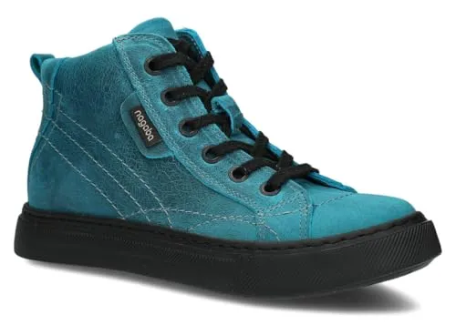 nagaba - Stiefeletten Damen - Boots Damen - Damenstiefel, Schnürschuhefür Frauen, Flache Schuhe, Herbst, Frühling, Knöchelhoch - Lederschuhe mit Leder-Einlegesohle - Modell 252 - Türkis - 39