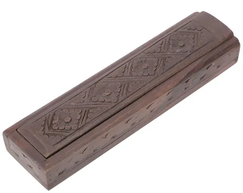 Räucherstäbchenbox, Stiftebox mit geschnitztem Ornament, Aufbewahrungsbox
