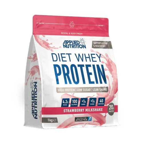 Applied Nutrition Diet Whey 1kg Erdbeer-Milchshake - Hochwertiges Whey Protein Pulver für die tägliche Proteinversorgung. Ideal für Sportler, liefert 40 Portionen mit einem leckeren Erdbeergeschmack und geprüfter Qualität.
