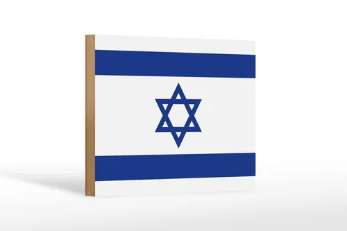 Holzschild Flagge Israels 18x12 cm Flag of Israel Deko Schild
