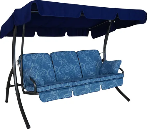 Angerer Hollywoodschaukel Comfort – Vielseitige Schaukel für Garten & Terrasse mit Bett-Funktion, Grau-Blau Geblümt - Genießen Sie entspannte Stunden mit der Angerer Hollywoodschaukel Comfort. Mit Bett-Funktion und hochwertigem Stoff ist sie ideal für Garten und Terrasse. Schnelle Montage und robustes Gestell sorgen für Freude und Komfort.