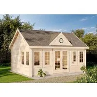 Alpholz Gartenhaus CLOCKHOUSE® XL 550x420 cm - Geräumiges Gartenhaus aus nordischer Fichte mit 8 Dreh-Kipp Fenstern und Satteldach, ideal für Gartenliebhaber und als zusätzlicher Stauraum.