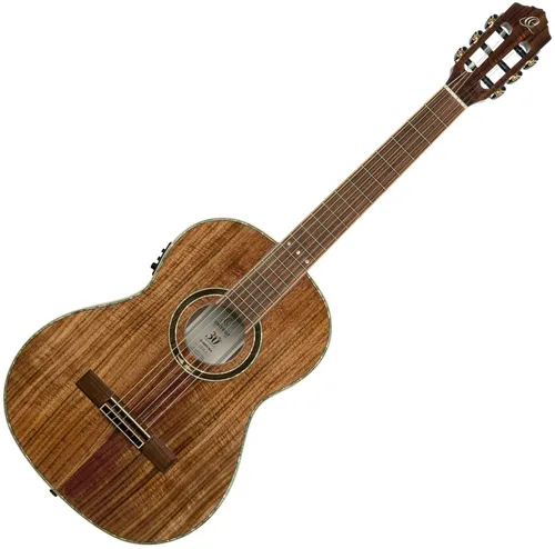 Ortega RE30TH-ACA Konzertgitarre - Gitarren; 30th Anniversary Serie mit geflammter Akazie AAA für einen beeindruckenden Klang; inkl. MagusPro/G Preamp-System und Gigbag für optimale Mobilität.