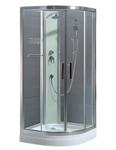 Kompaktdusche Luxus Duschkabine 120x120 cm – Wellness für Ihr Bad - Moderne Duschkabine in Viertelkreisform, ideal für Ihr Badezimmer. Aus hochwertigem Acryl und Glas, bietet sie einen eleganten Look und ist einfach zu montieren. Perfekt für entspannende Momente!