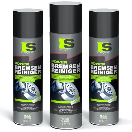 Spraytive 3 x 500ml Power Bremsenreiniger Spray - Hochwirksamer Industriereiniger und Kaltreiniger: Entfernt Schmutz, Öl, Fett, Rost und Bremsflüssigkeit – Made in Germany