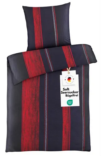 Carpe Sonno Seersucker Bettwäsche 135x200 - 2-teiliges, bügelfreies Bettwäsche-Set aus softem Mikrofaser-Seersucker, ideal für kühle Nächte und ganzjährig angenehm. Atmungsaktiv und hautsympathisch für erholsamen Schlaf.