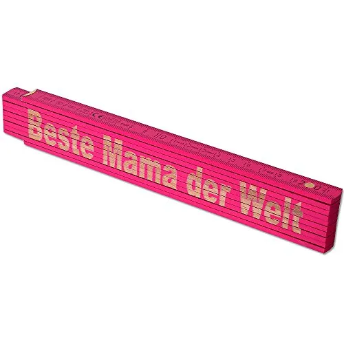 TE-Trend Zollstock Pink 2 Meter Maßstab Gliedermaßstab Laser Gravur Spruch Vatertag Muttertag Mama Geburtstag Beste Mama der Welt