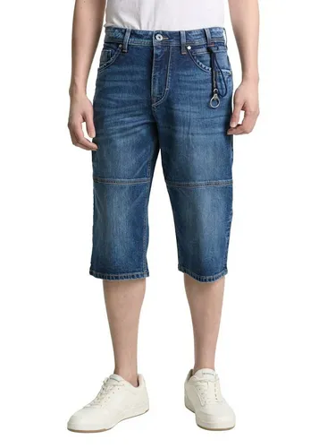 TOM TAILOR Herren Bermuda Jeans Shorts, 1044980 Mid Stone Wash - Herren-Shorts in 3/4-Länge von Tom Tailor, optimale Passform und hoher Tragekomfort für lässige Sommerlooks.
