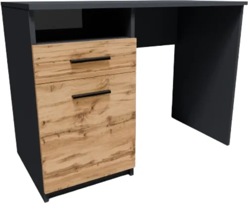 MATKAM Schreibtisch Bodo - Kompakter Kinderschreibtisch in Anthrazit-Wotan Eiche - Kinderschreibtische: H 75 x B 100 x T 50 cm, mit pflegeleichter Oberfläche, Schublade und Ablage für optimalen Stauraum