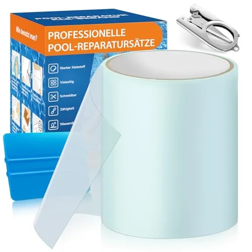 AQhui Pool Reparaturset, Transparentes Unterwasser Klebeband 10cm x 250cm, Pool Flicken Selbstklebend Wasserdichtes Flex Tape, PVC Abdichtband Kann Als Ersatz für Kleber,Dichtmittel Verwendet Werden