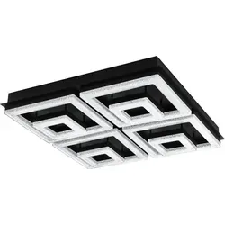 EGLO FRADELO 1 Deckenleuchte - Elegante LED-Beleuchtung in Schwarz - Lampen: Moderne LED Deckenleuchte mit funkelnden Granuli-Kristallen für warmweißes Licht und stilvolles Ambiente in jedem Wohnraum.