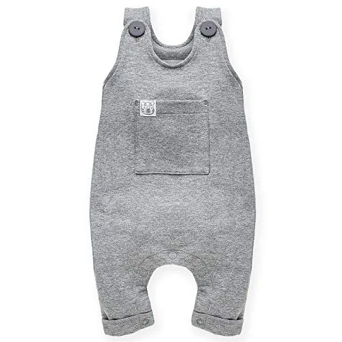 Pinokio Baby Dungarees Wild Anmials, 75% cotton, 20% polyester, 5% elastane, Grey melange, Unisex Gr. 62-86 (62)