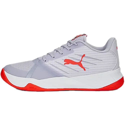 PUMA Unisex Accelerate Pro Ii W+ Hallenturnschuh - Spring Lavender Red Blast Weiß, 42 EU - Damen-Hallenschuhe mit integrierter Mittelfußunterstützung für Stabilität und PROFOAM-Zwischensohle für hohe Rückfederung und Komfort.