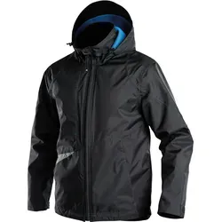 Hyper Wasser- und winddichte Arbeitsjacke, schwarz, Größe M - Arbeits- & Schutzkleidung mit verstellbaren Ärmeln, abnehmbarer Kapuze und reflektierenden Details, ideal für alle Wetterbedingungen.