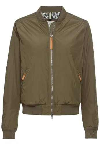 camel active Damen Blouson aus recyceltem Polyester Dunkel Khaki - Funktionsjacken aus recyceltem Polyester, umweltfreundlich und mit praktischen Taschen für einen modernen Look.
