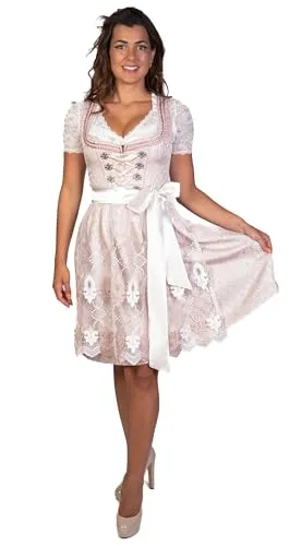 Trachtl Dirndl - Susi Trachtenkleid ROSA/Weiss 2.TLG (Rosa/Weiss, 36)