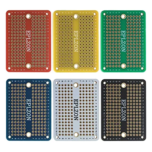 EPLZON Prototype Board Lötbares Breadboard Doppelseitig Leiterplatte PCB Circuit Board zum Schweißen von,DIY elektronische Artikel,Mehrfarbig(Packung mit 6 Stück)