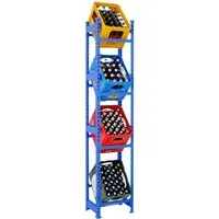 PROREGAL Getränkekistenregal High Big Camel 200x40x30 cm Blau - Robustes Getränkekistenregal aus pulverbeschichtetem Stahl für 4 Kisten auf 4 Ebenen. Hohe Traglast von 100 kg pro Ebene. Ideal für Garagen, Kantinen und Aufenthaltsräume. Verstellbare Böden und optionale Rollen für flexible Nutzung.