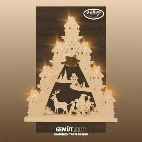 Weigla LED Schwibbogen Weihnachtsmann auf Schlitten