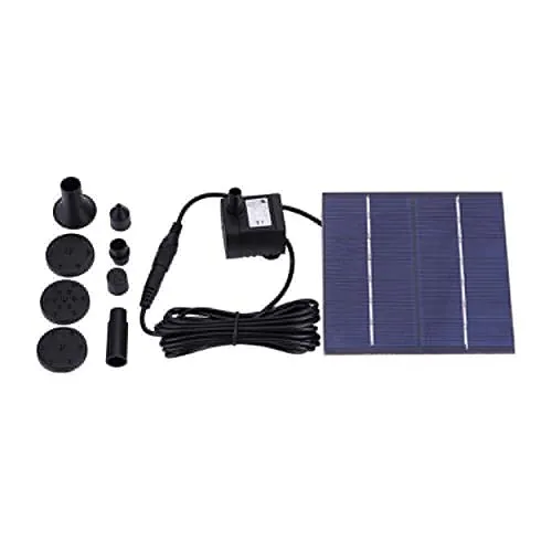 Wakects Solarbetriebene Springbrunnenpumpe für Garten, 1,2 W, 200 l/h, Tauchpumpe für Teich, Pool, Brunnen, Außenbereich