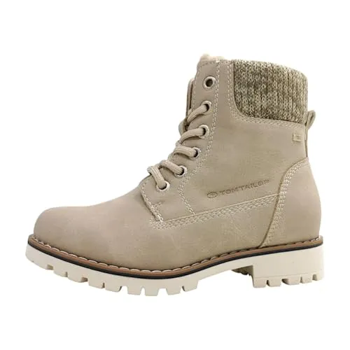 Tom Tailor Mädchen Schnürstiefel in Beige, Größe 34 - Wanderschuhe mit Tex-Membrane für optimalen Nässe- und Kälteschutz. Kuscheliges Warmfutter sorgt für Wärme, während der seitliche Reißverschluss das An- und Ausziehen erleichtert.