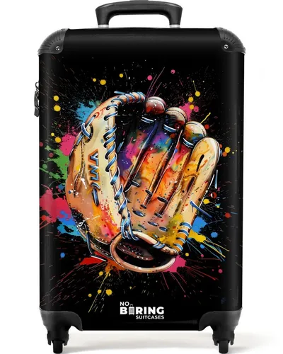 NoBoringSuitcases Hartschalen Handgepäck Koffer 55x35x20 cm - Graffiti Sport Design - Robuster Hartschalenkoffer mit 4 Rollen und TSA Zahlenschloss. Ideal als Handgepäck für alle Fluggesellschaften. Praktisch und stylish für stressfreies Reisen.