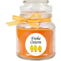 HS Candle Duftkerze & Glas Frohe Ostern Bonbon Ø7 cm Honigmelone Küken