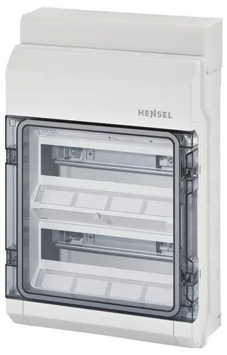 Hensel 61001143 KV 9224 NT Kleinverteiler Aufputz - Sonstige Elektroinstallationsartikel mit 24 Teilungen, ideal für sichere Aufputz-Installationen in Gebäuden und im Freien, bietet Schutzart IP 65 und integrierte N-Trennklemmen.
