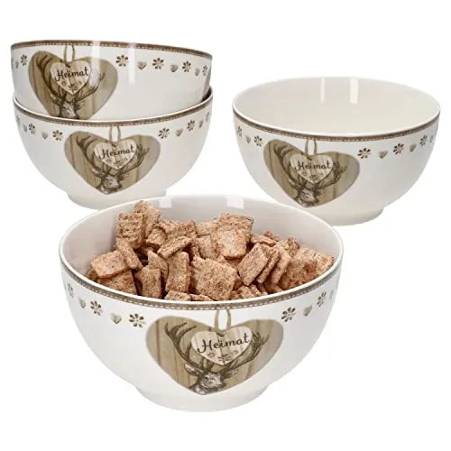 MamboCat Servierschale 4er Set Country Heart - Servierschalen im Landhaus-Stil, ideal für Frühstück und Snacks. Mikrowellen- & spülmaschinengeeignet, perfekt für bis zu 4 Personen.