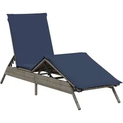 Maison Exclusive Sonnenliege mit Kissen Grau Poly Rattan