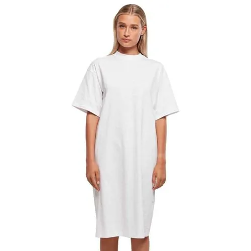 Urban Classics Damen Organic Long Oversized Tee Dress - Freizeitkleid aus Bio-Baumwolle mit überschnittenen Schultern, wadenlangem Oversize Fit und geripptem Halsausschnitt für lässigen Komfort.