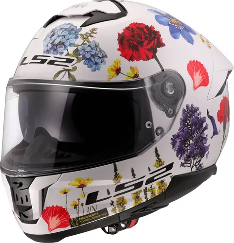LS2 FF808 Stream II Flowers Integralhelm - Weiß/Rot/Blau - L - Urbaner Motorradhelm mit elegantem Design, kratzfestem Visier und vorbereiteter Pinlock Max Vision Funktion für optimale Sicht und Sicherheit auf Stadt- und Landstraßen.