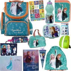 Goldkids - Schulranzen für Jungen und Mädchen, 14er-Set - Schul-Rucksack für Kinder mit Federmäppchen - Schuhbeutel Malunterlage Sammelmappe und Hausaufgabenheft - Frozen Motiv - 1-3 Klasse