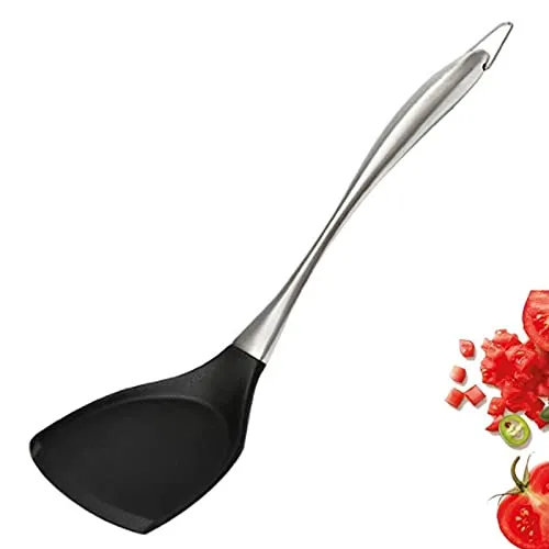 Wokwender Silikon Pfannenwender - Leicht zu Reinigen, Spülmaschinenfest, Langlebige Edelstahl Griffe - Kochschaufel für Fisch, Eier, Omeletts, Pfannkuchen, Burger