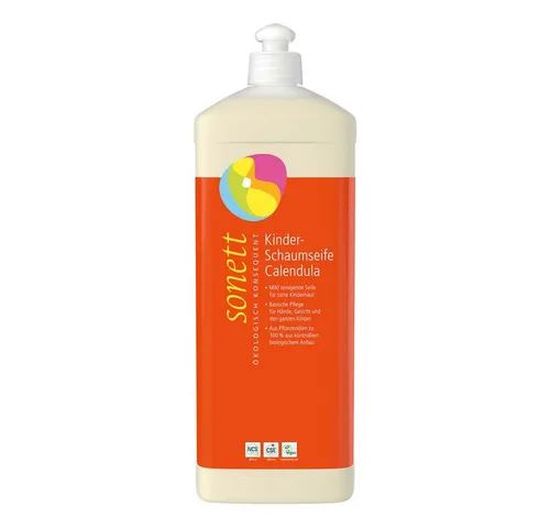 Sonett Kinder-Schaumseife Calendula 1 Liter - Sanfte Seife für Kinder mit wohltuendem Calendula-Extrakt, ideal für zarte Kinderhaut und aus biologisch angebauten Inhaltsstoffen.