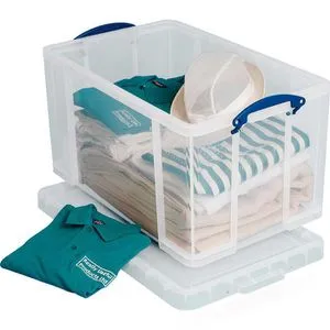 Really-Useful-Box Aufbewahrungsbox 84C - Lagerboxen mit 84L Volumen, transparentem Kunststoff und praktischem Deckel. Ideal für Haushalt, Kinderzimmer und Werkstatt, temperaturbeständig von -15 bis +80 Grad.