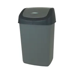 Heinze Solutions GmbH Werk Niederaula Gies Abfalleimer Push ecoline, Schwingdeckeleimer aus hochwertigem Kunststoff, grau/schwarz, Fassungsvermögen: 24 Liter 7144