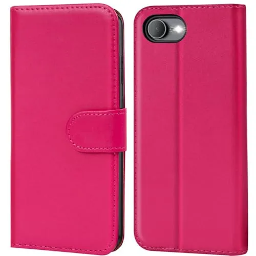 CoolGadget Handyhülle mit Kartenfach für iPhone 16e Wallet Case, Brieftaschen Hülle aus Kunstleder mit Kartenfach, kompatibel mit iPhone 16e (6,1 Zoll), Pink